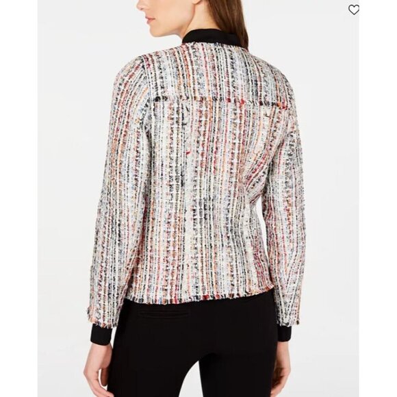 NWOT Elie Tahari Brooke Tweed Zip-Front Bomber Jacket SZ L - Picture 4 of 11